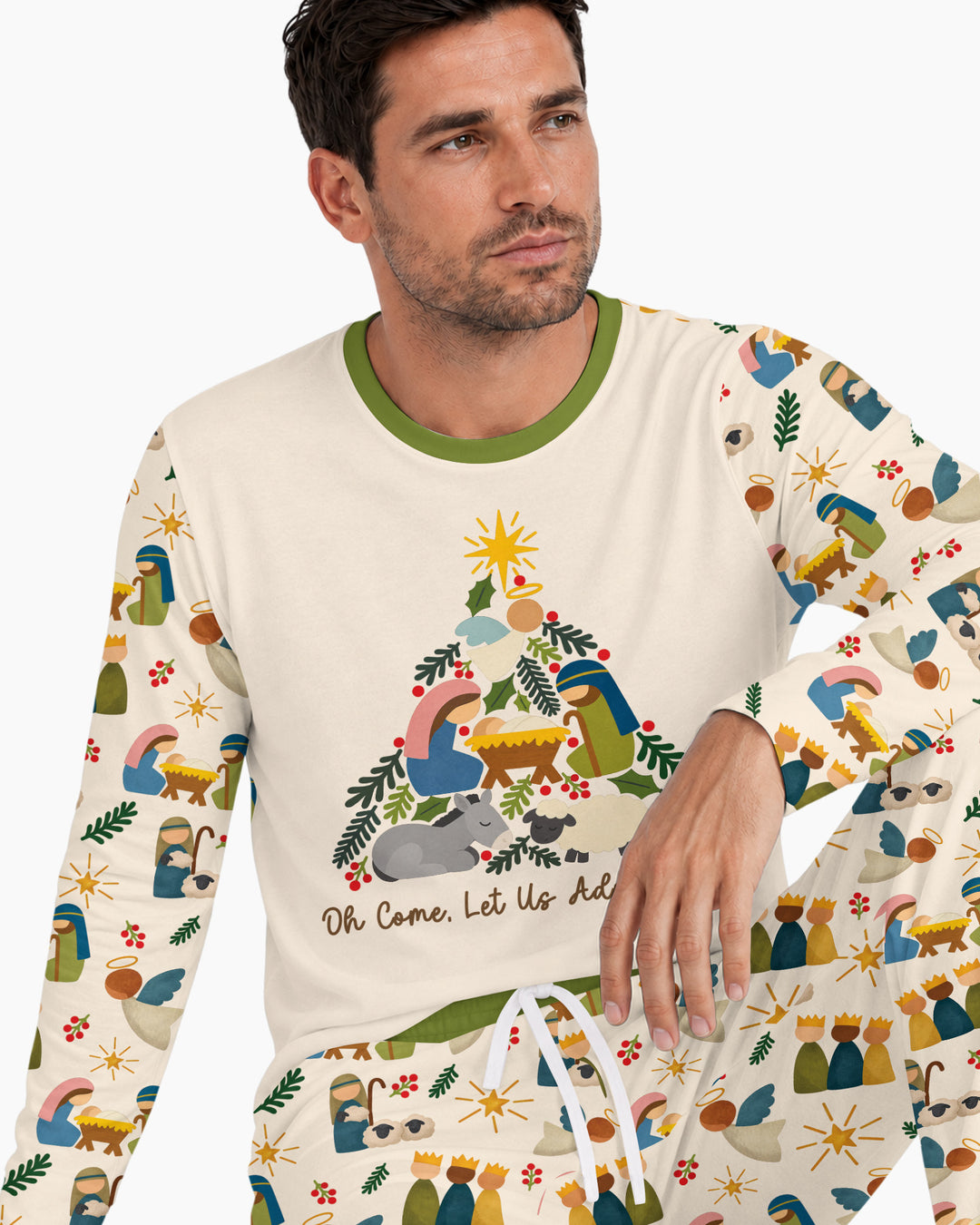 Oh Come, Let Us Adore Him Family Matching Bamboo Men's Pajama Set