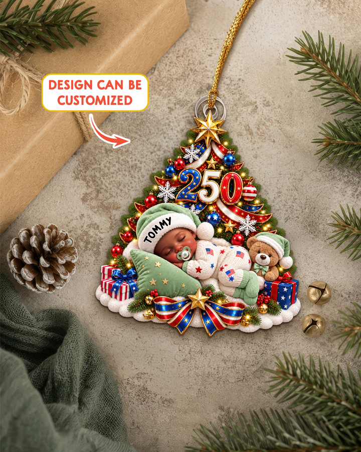 Patriotic My First Christmas 250 Personalized Acrylic Ornament