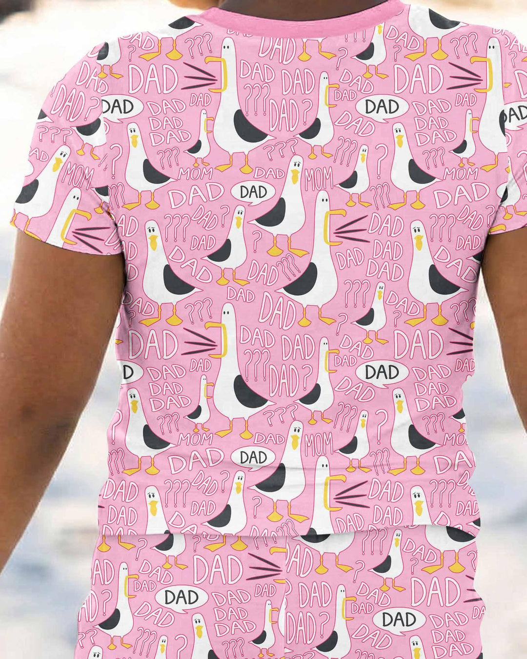 Funny Seagull DAD Bamboo Two Piece Short Sleeve Pajama Set