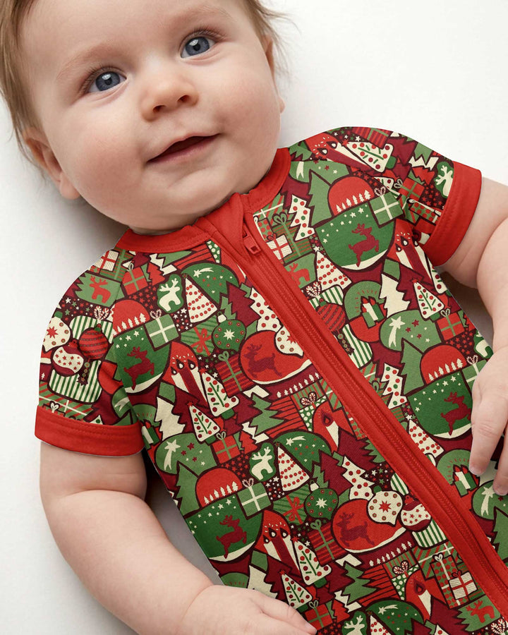 Christmas Time Mosaic Bamboo Shorty Zippy