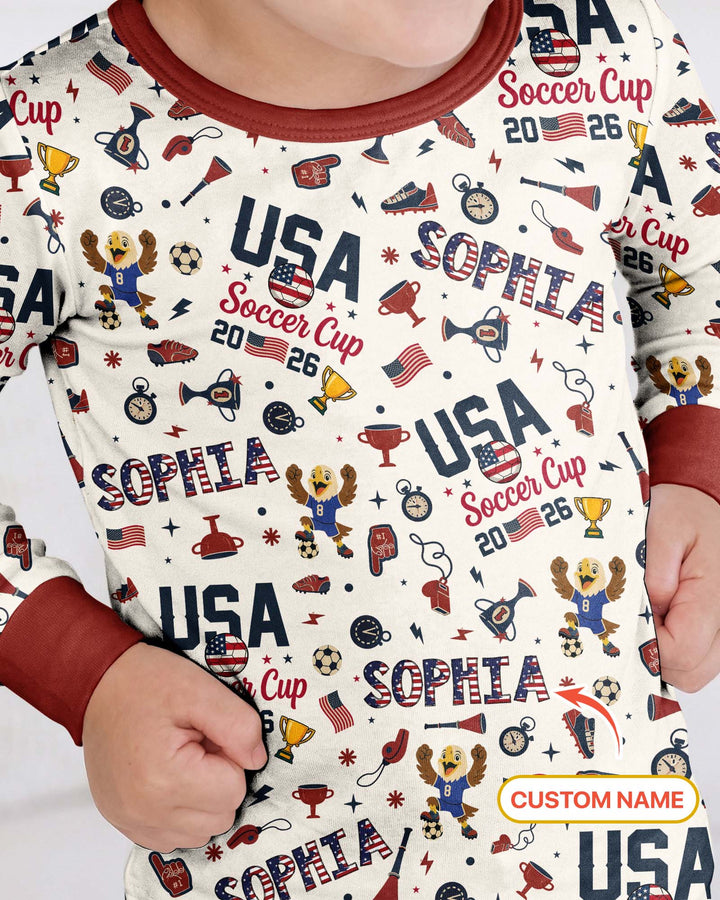 My First Soccer Cup 2026 Bamboo Two Piece Long Sleeve Pajama Set