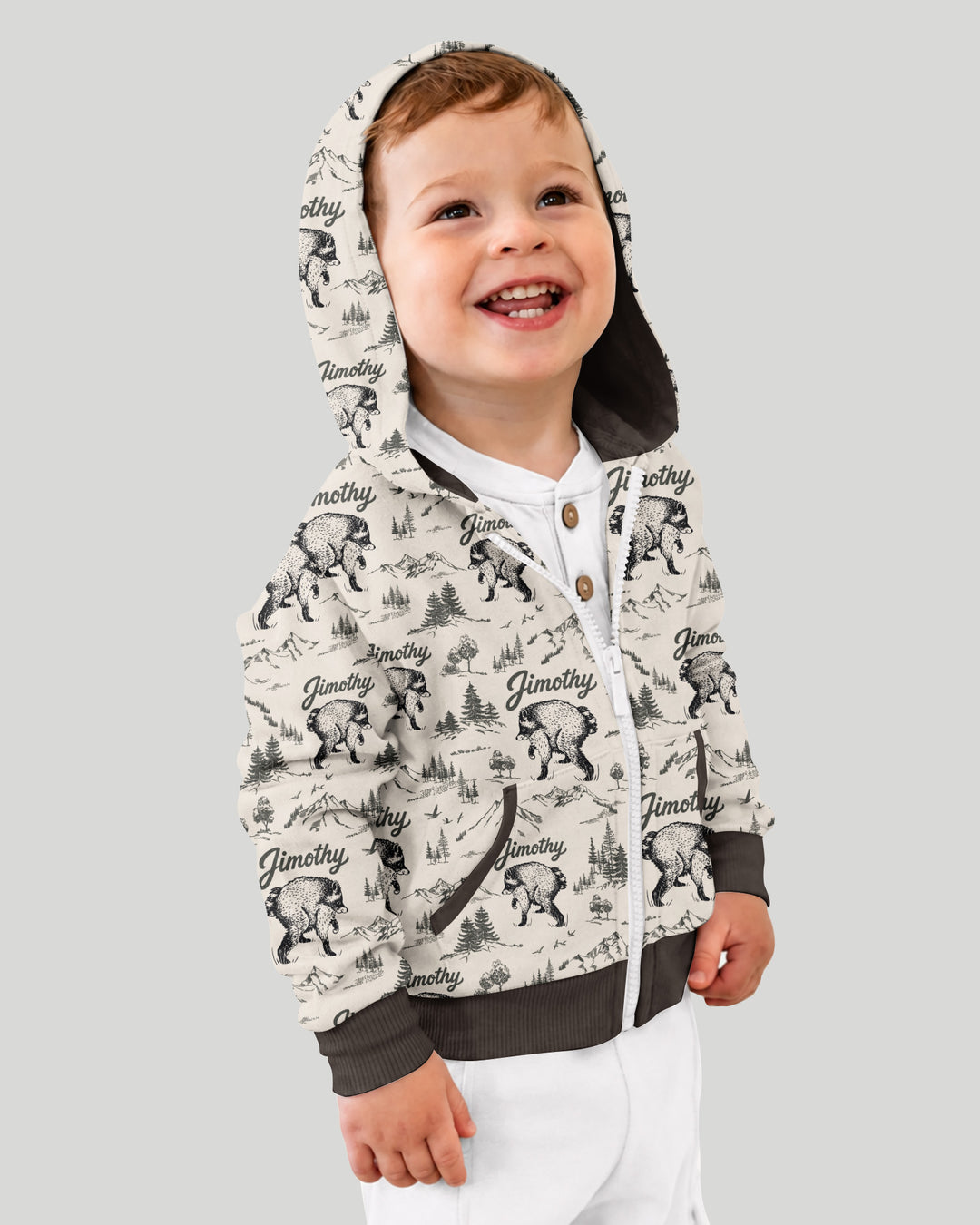Vintage Jimothy Racoon Family Matching Bamboo Zip Hoodie