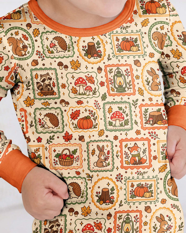 Woodland Animal Fall Bamboo Two Piece Long Sleeve Pajama Set