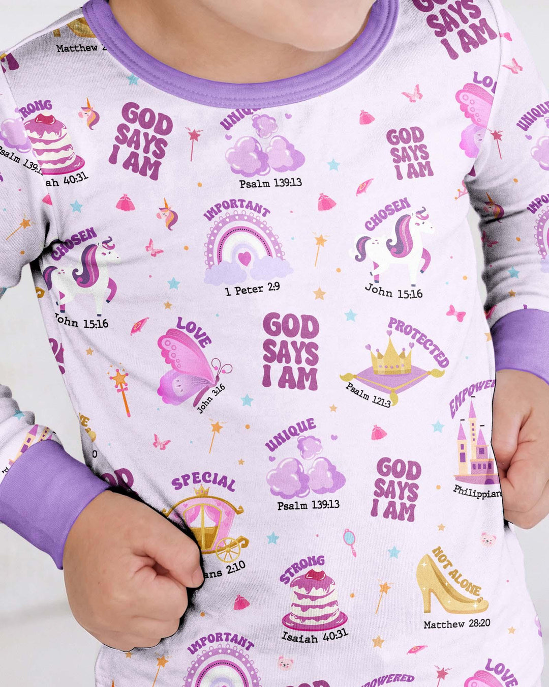 God Says I Am Girl Bamboo Two Piece Long Sleeve Pajama Set