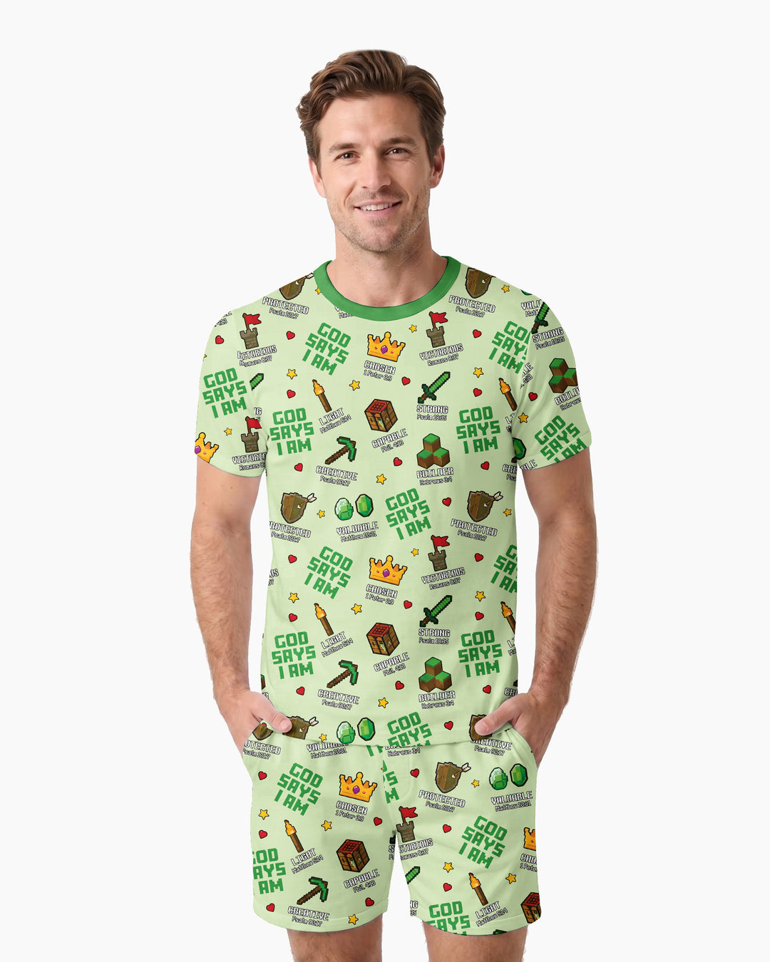 Christian Gamer Bamboo Men Short Sleeve Short Pajama Set