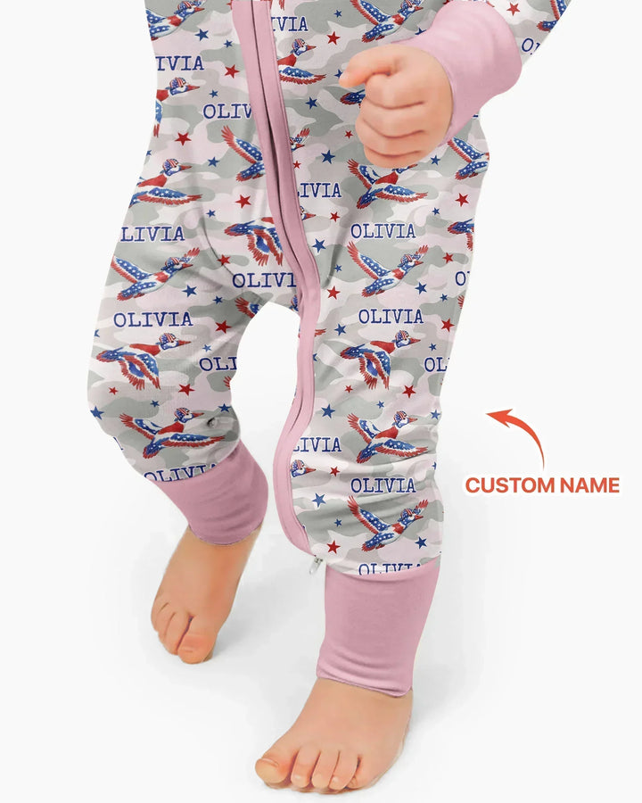 Custom Name America Mallard Duck Family Matching Bamboo Convertible Zippy