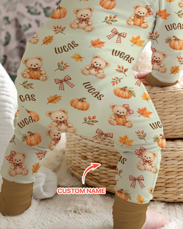 Fall Gingham Bow Teddy Bear Bamboo Convertible Zippy