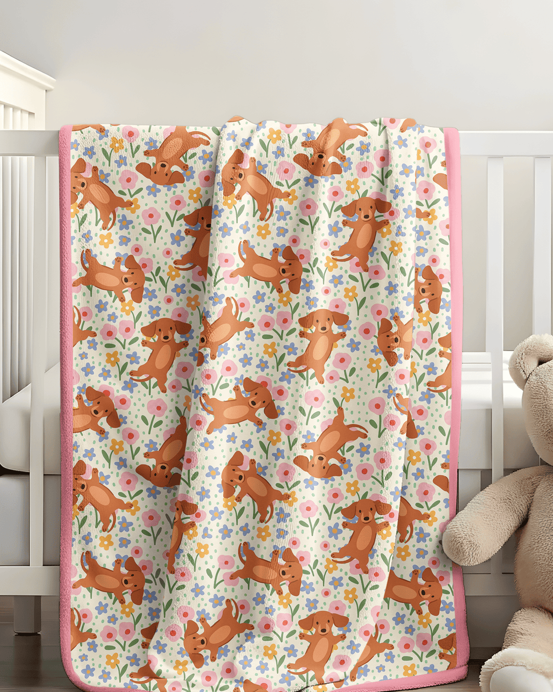 Dachshund Blooms Family Matching Bamboo Blanket