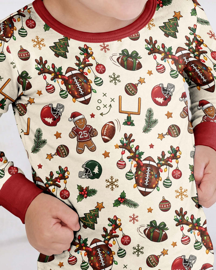 Football Christmas Merry Kickmas Bamboo Two Piece Long Sleeve Pajama Set