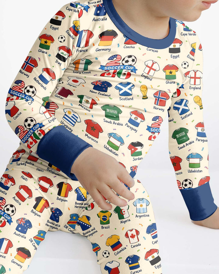 2026 Soccer World Jersey Flag Bamboo Two Piece Long Sleeve Pajama Set