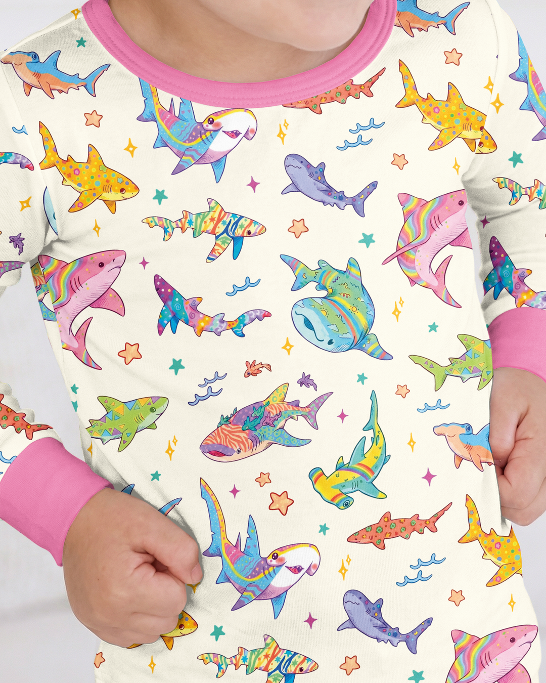 Tropical Sharks Bamboo Two Piece Long Sleeve Pajama Set