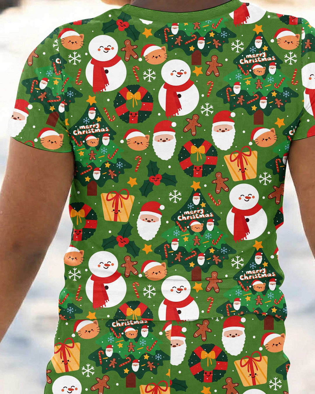 Snowmen Funny Bamboo Two Piece Short Sleeve Pajama Set