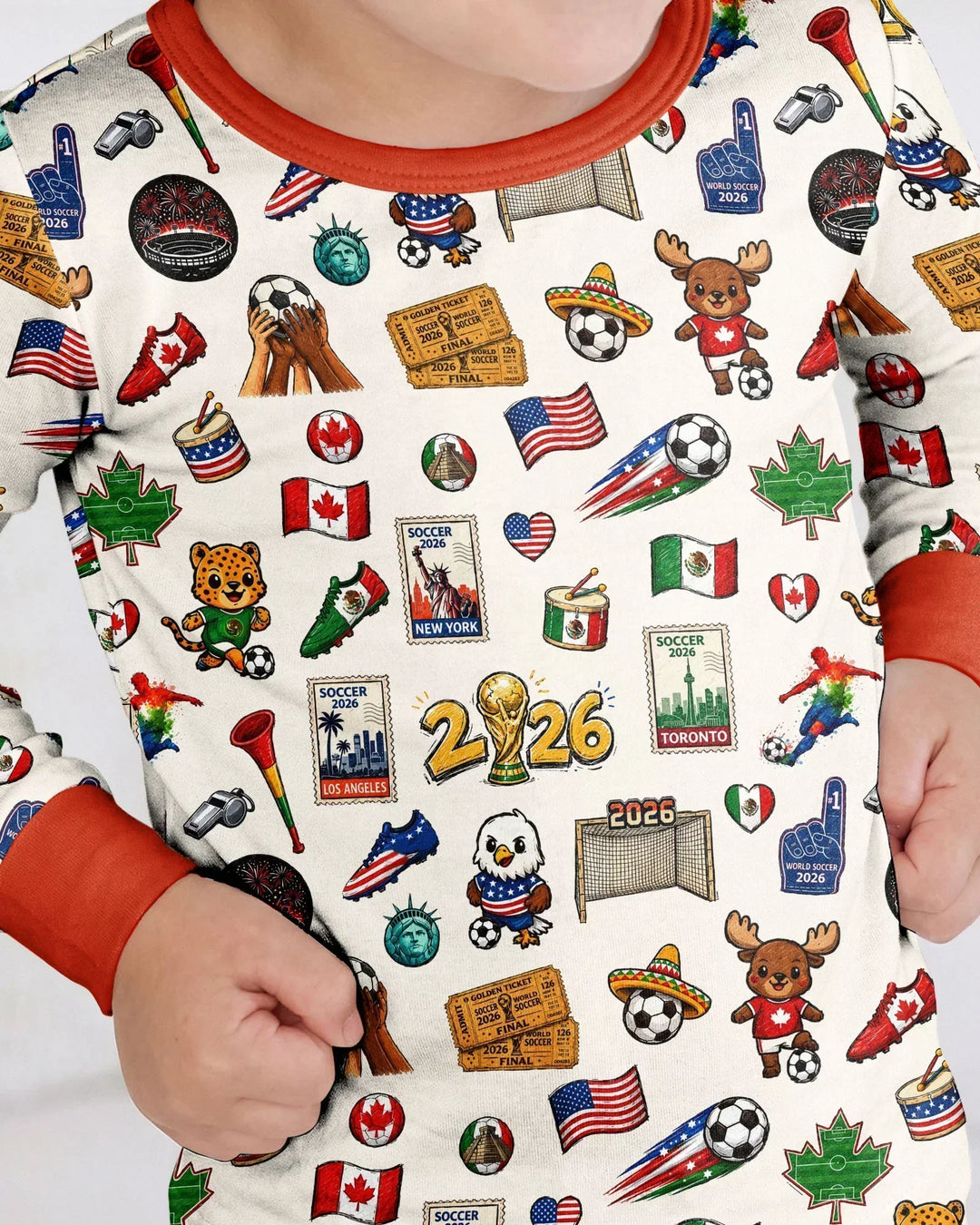 Soccer Cup 2026 Family Matching Bamboo Two Piece Short Sleeve Pajama Set