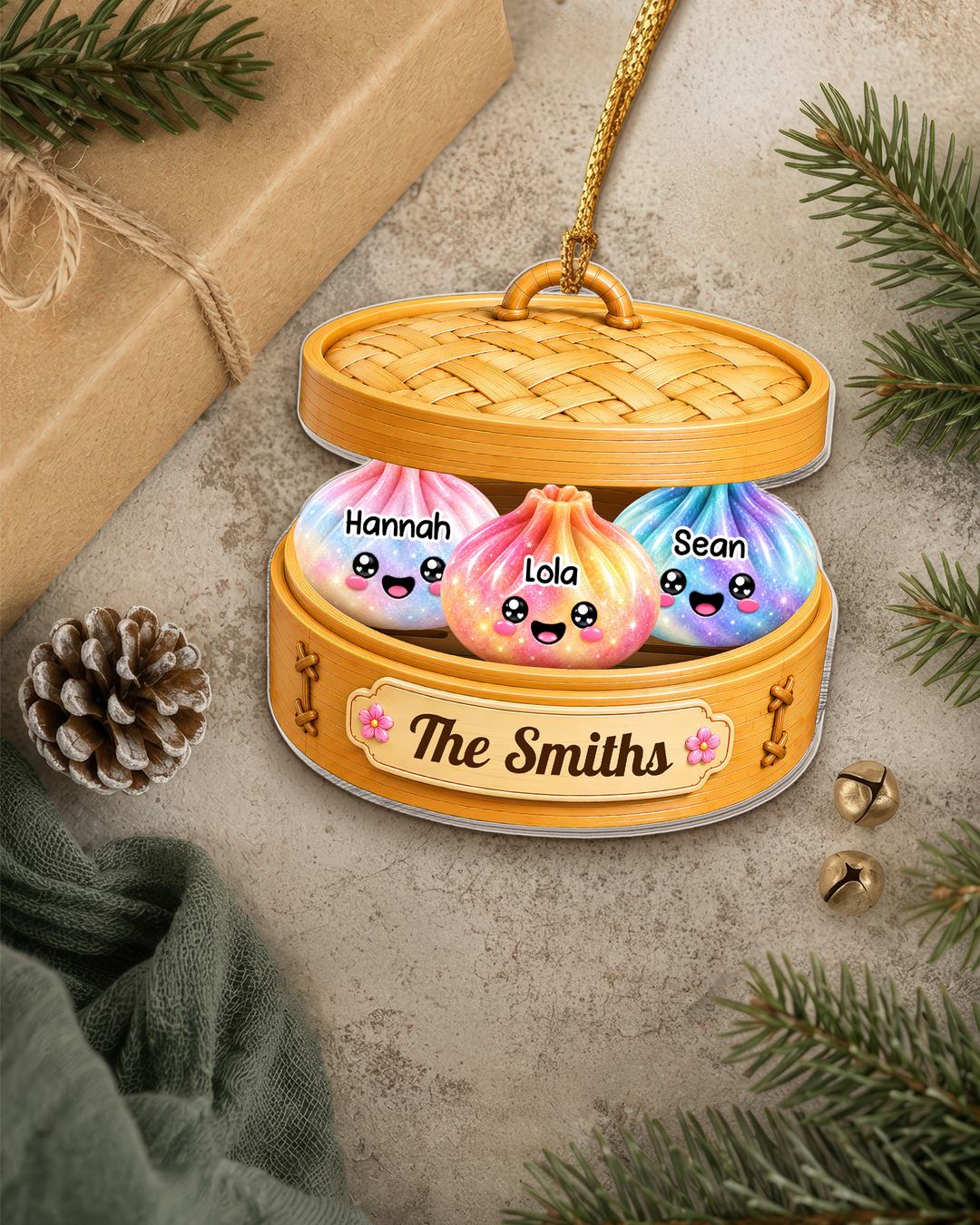 Glitter Dumpling Family Personalized Acrylic Ornament