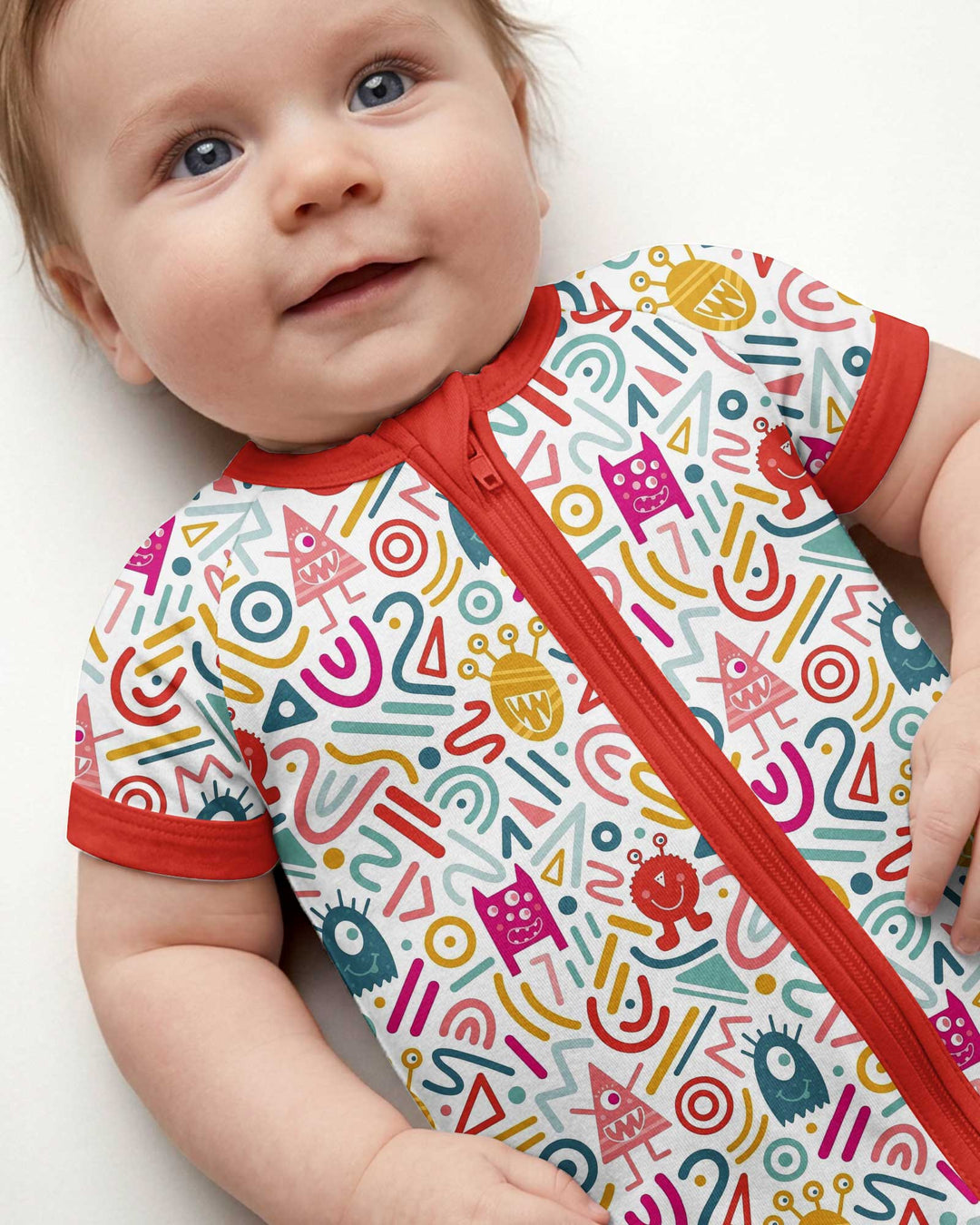 Rainbow Monster Party Bamboo Shorty Zippy