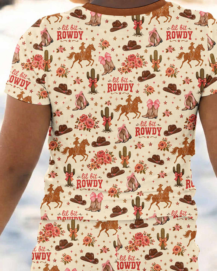Coquette Cowgirl Lil Bit Rowdy Two Piece Short Sleeve Pajama Set