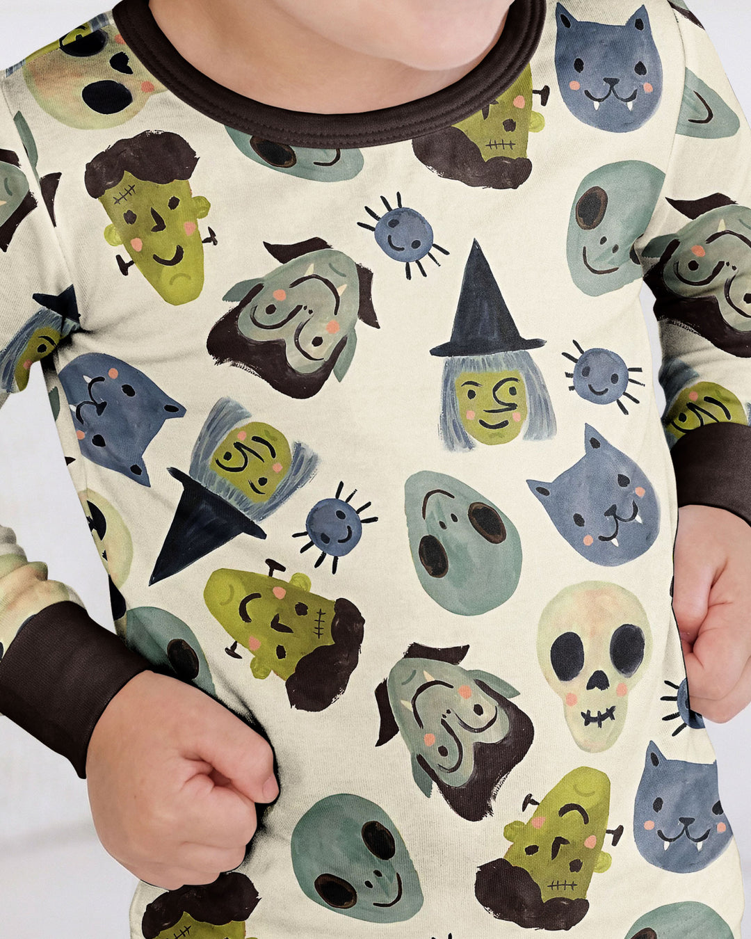 Halloween Face Bamboo Two Piece Long Sleeve Pyjamas Set