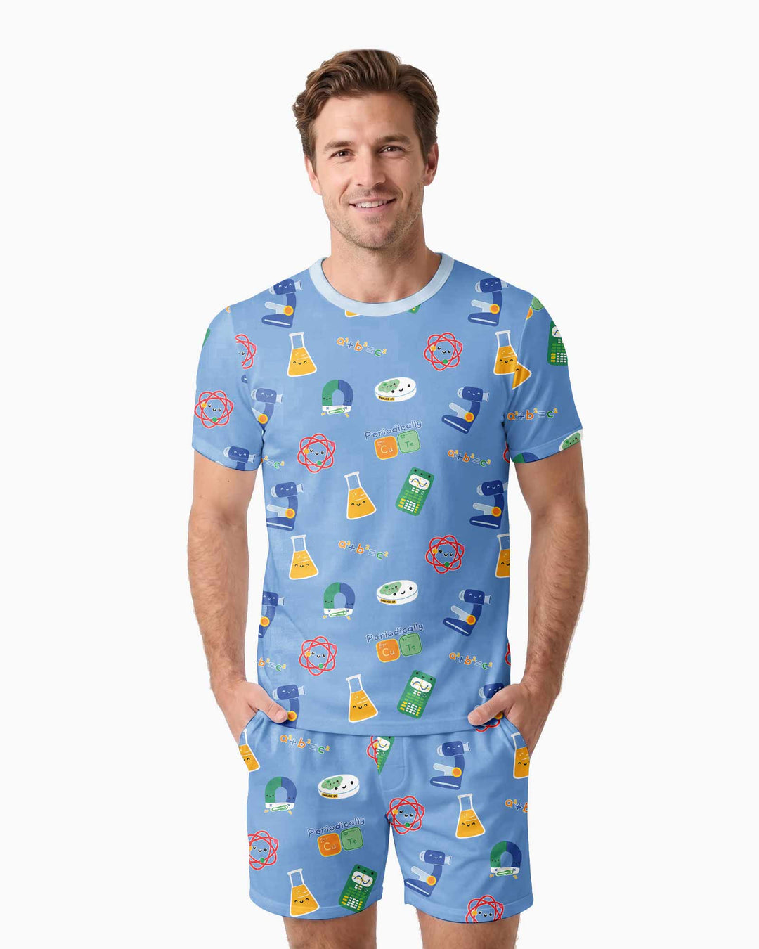 Scientist Lover Family Matching Bamboo Men Short Sleeve Short Pajama Set