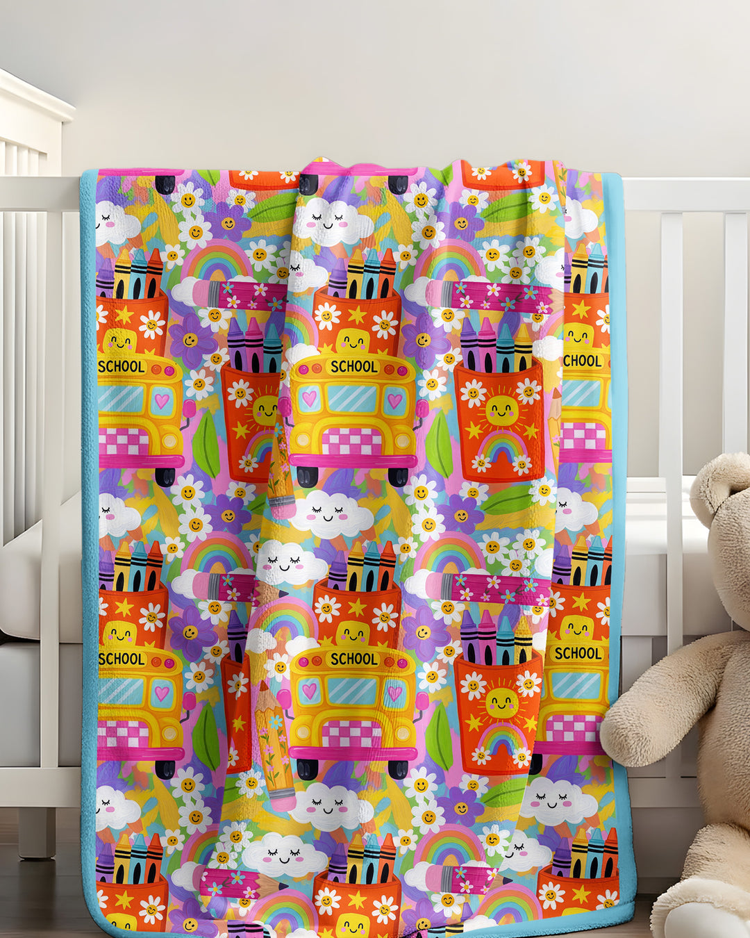 Retro Happy Classroom Bamboo Blanket