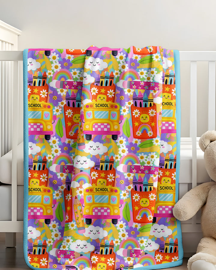 Retro Happy Classroom Bamboo Blanket