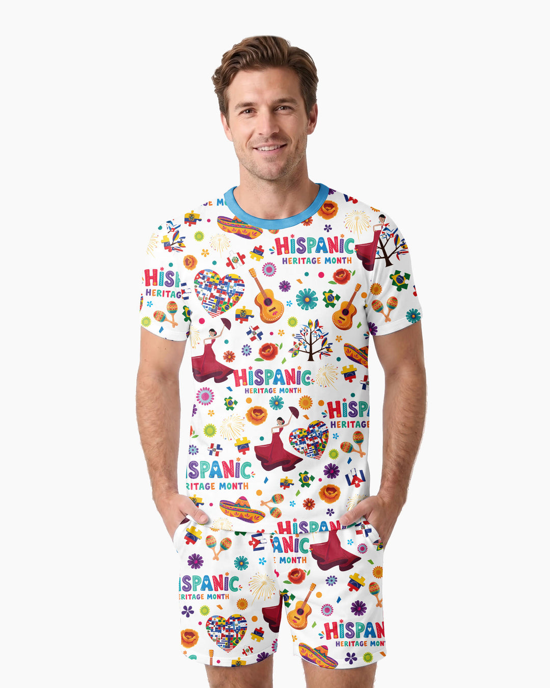 Fiesta Hispanic Heritage Month Bamboo Men Short Sleeve Short Pajama Set