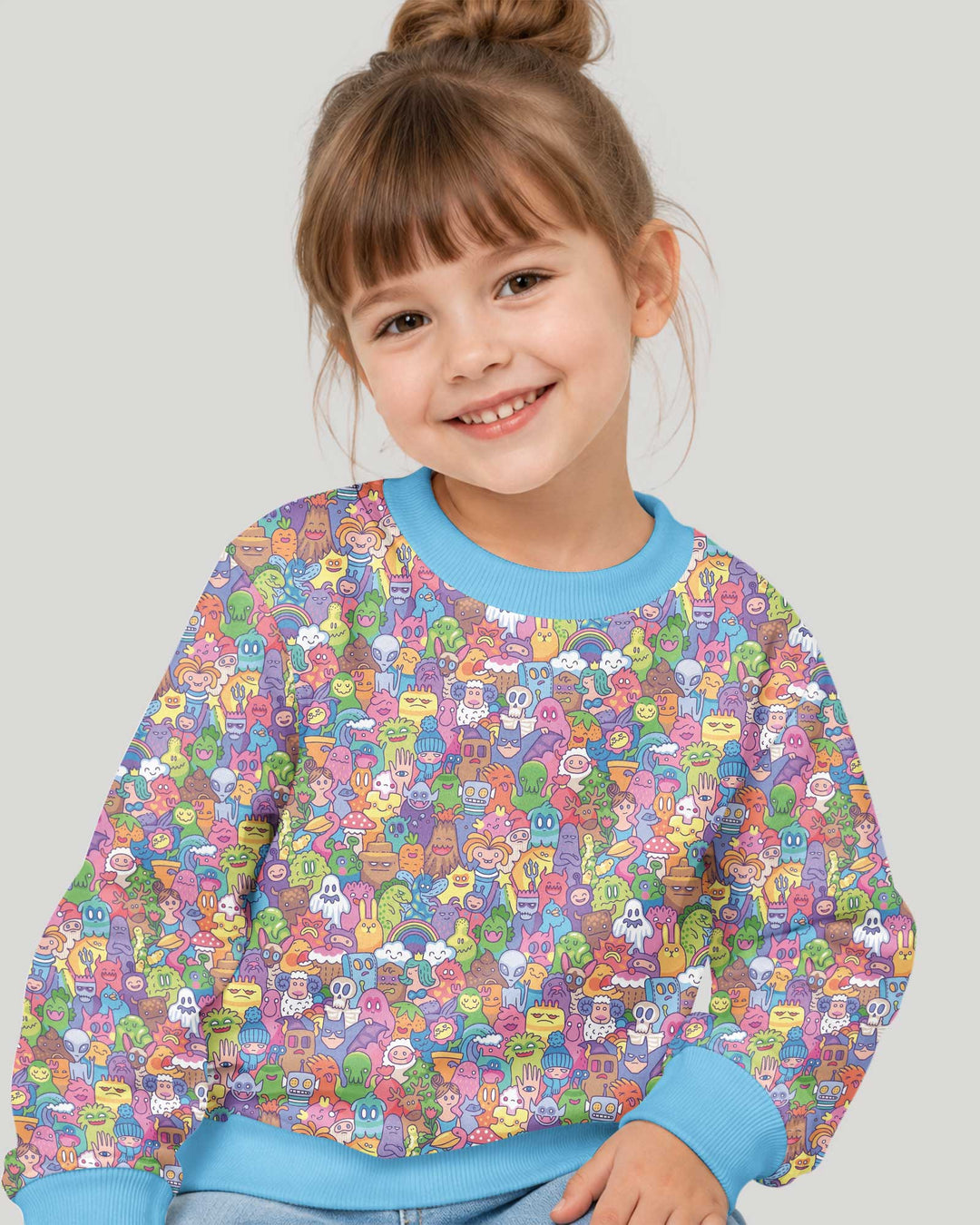 Doodle Characters Pastel Bamboo Crewneck Sweatshirt