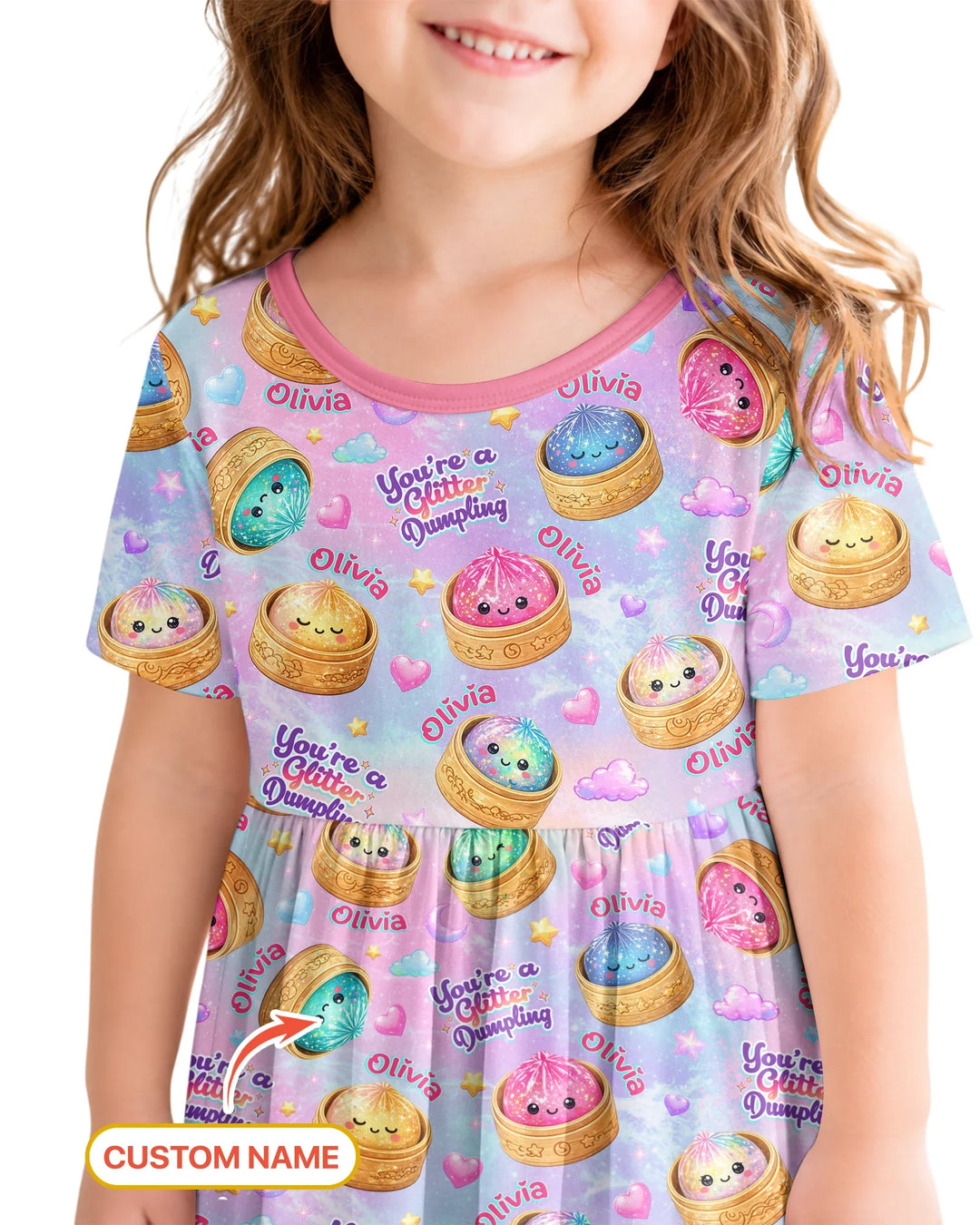 Custom Name You're A Glitter Dumpling  Bamboo Twirl Dress