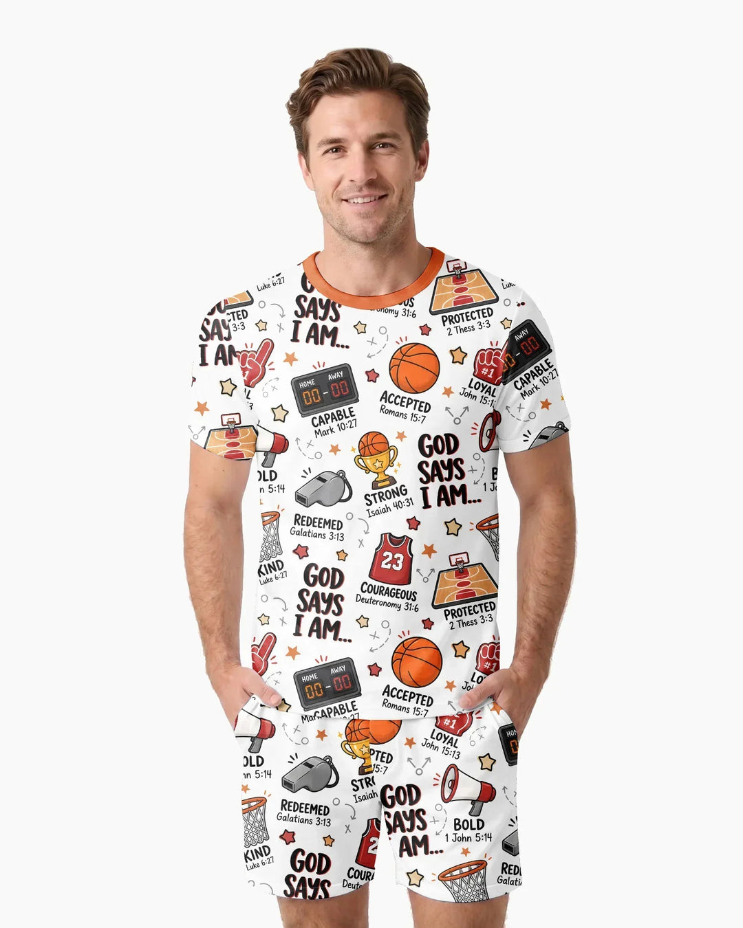 Basketball God Says I Am Bamboo Men Short Sleeve Short Pajama Set