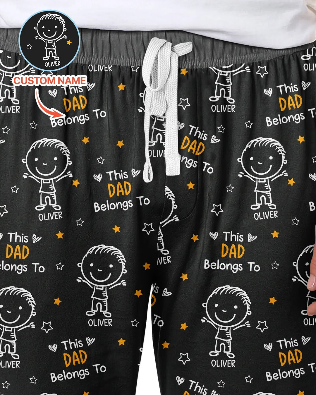 Custom Name This Dad Belongs To Doodle Bamboo Men's Pajama Set