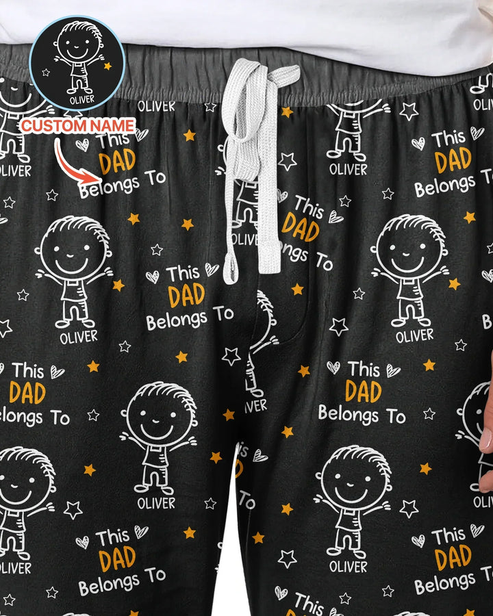 Custom Name This Dad Belongs To Doodle Bamboo Men's Pajama Set