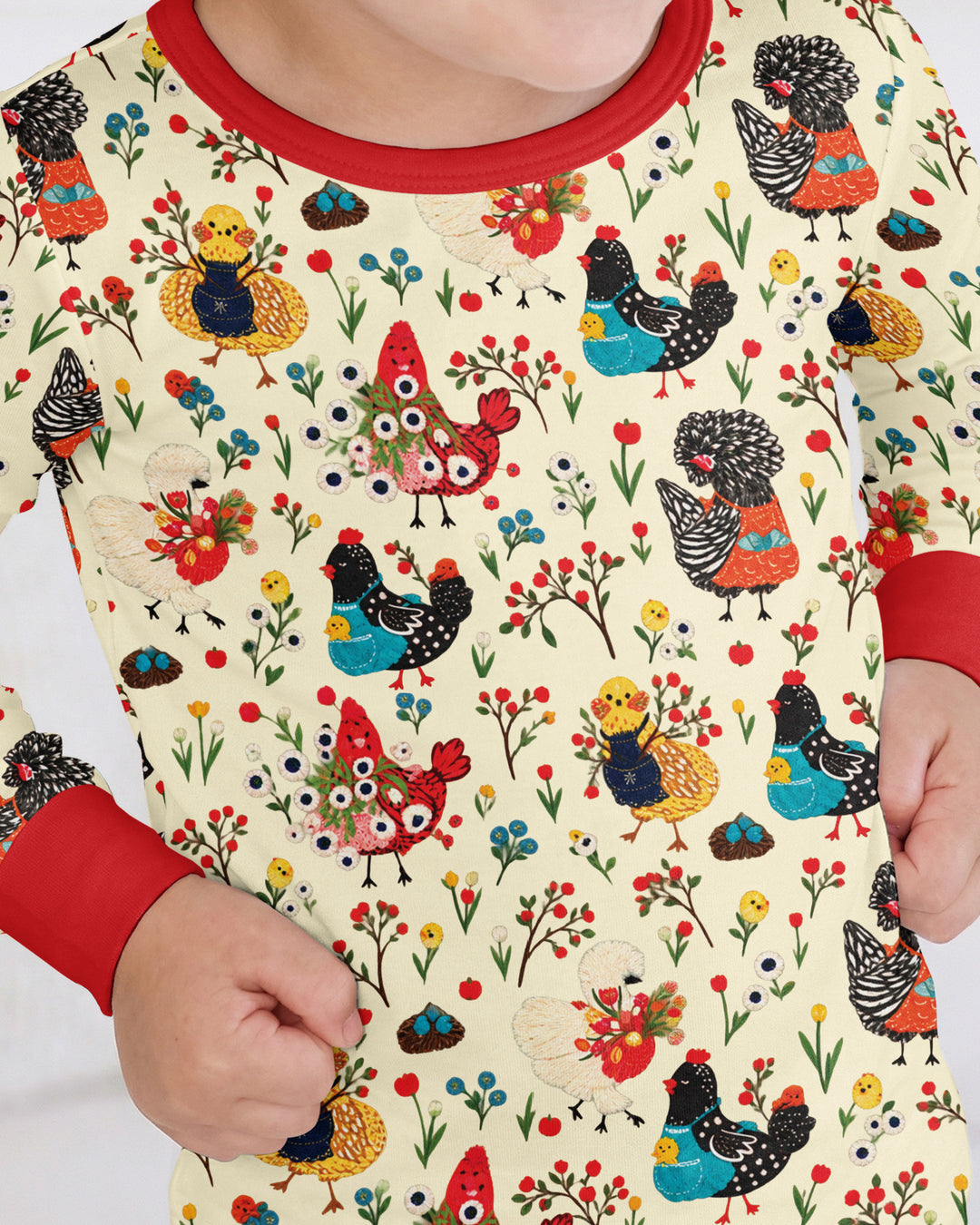 Chicken Garden Bamboo Two Piece Long Sleeve Pajama Set