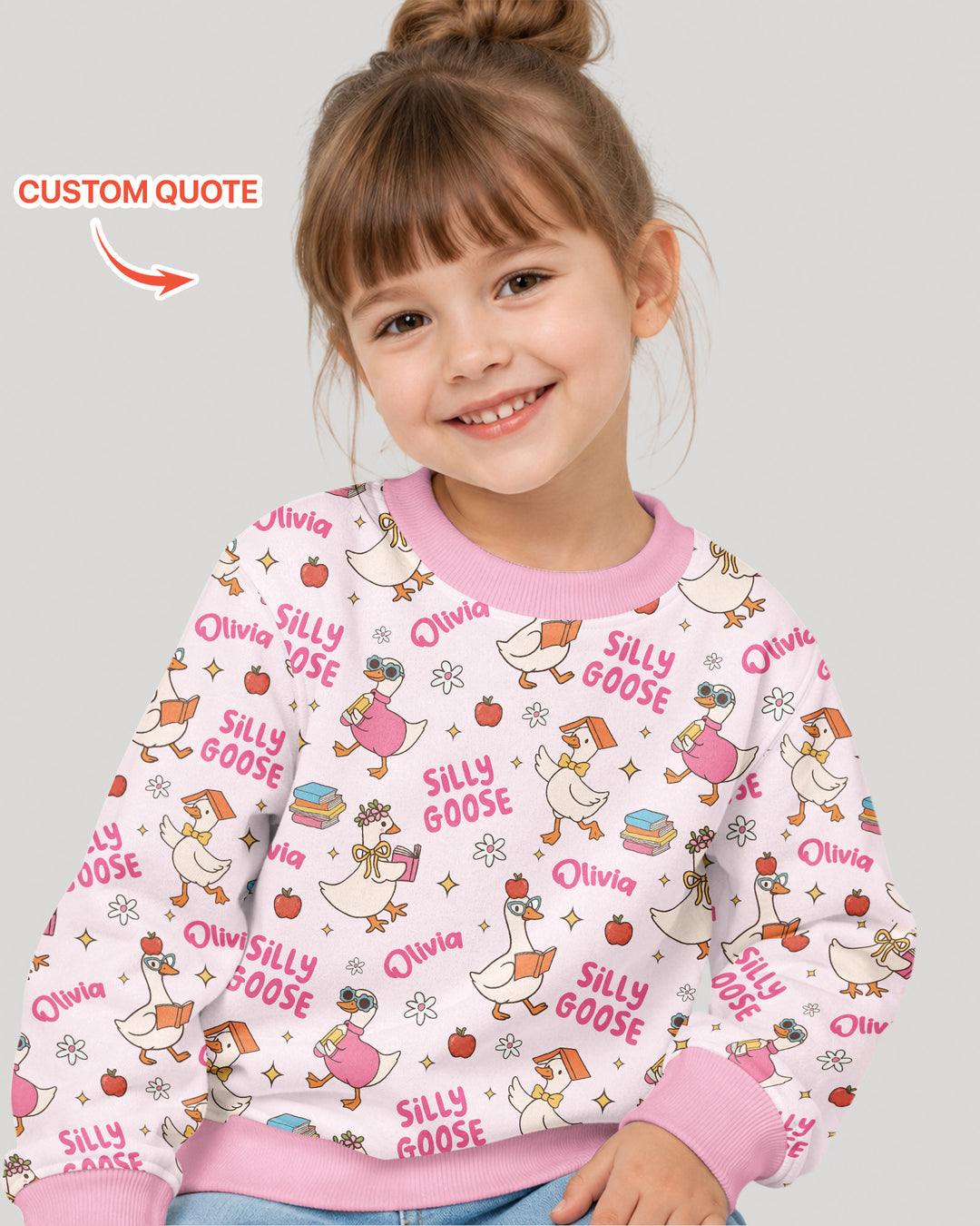 Custom Name Silly Goose Back to School Bamboo Crewneck Sweatshirt