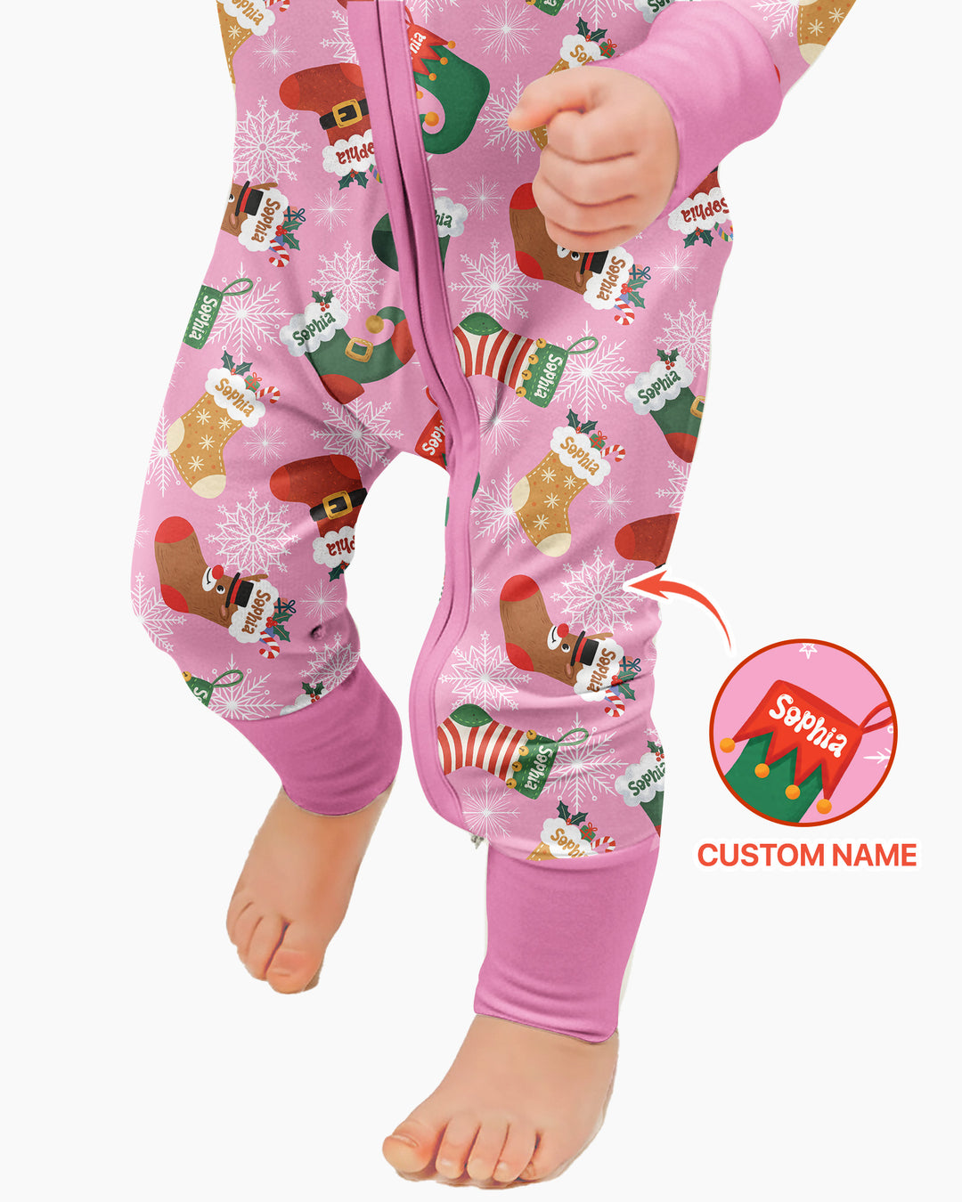 Personalize Christmas Crew Family Matching  Bamboo Convertible Zippy