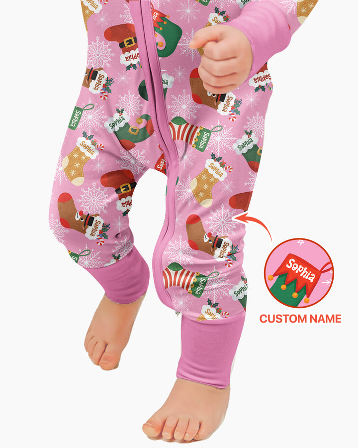 Personalize Christmas Crew Family Matching  Bamboo Convertible Zippy