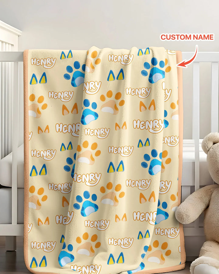 Custom Name Favourite Blue Dog Family Matching Bamboo Blanket