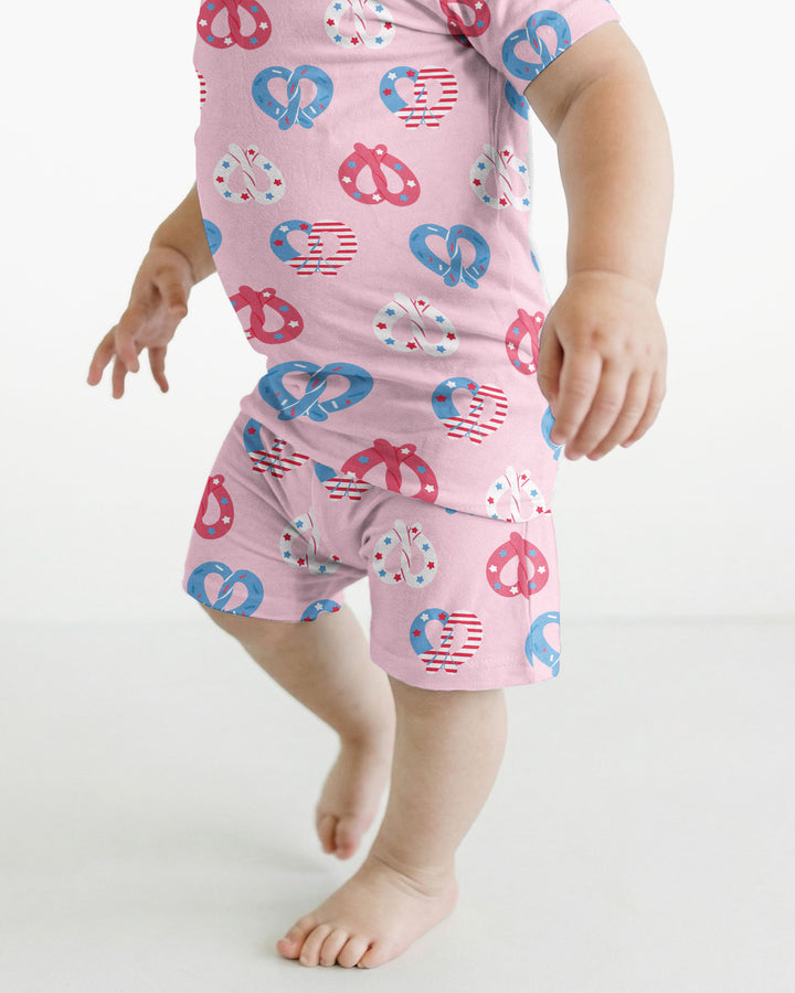 4th of July Pretzel  Bamboo Two Piece Short Sleeve Shorts Pajama Set