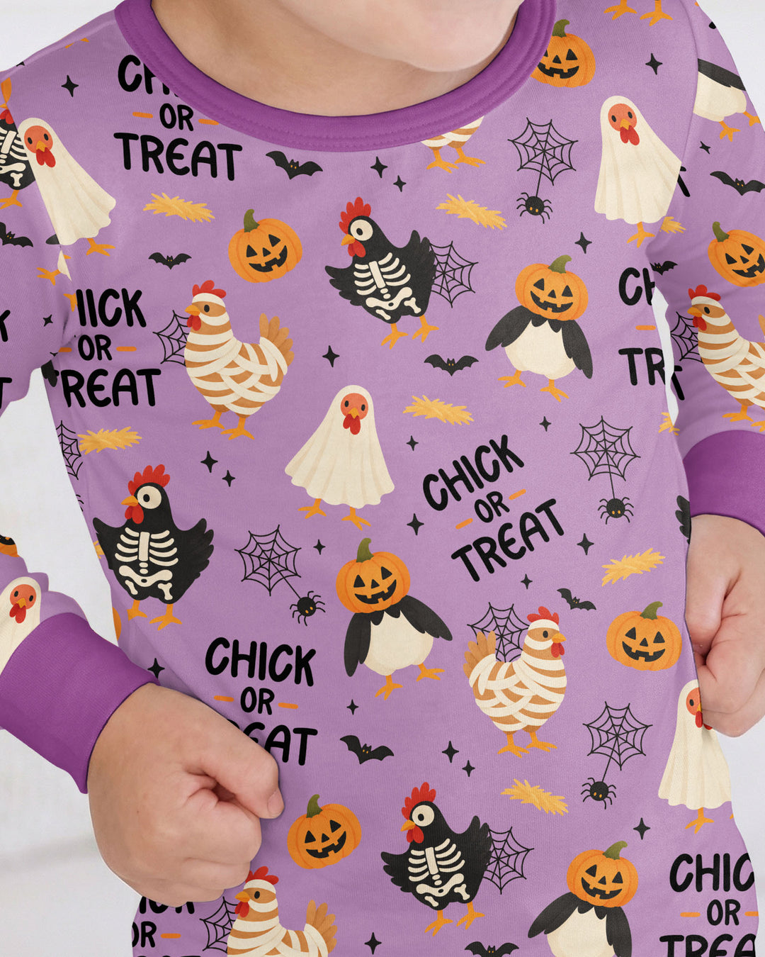 Halloween Chick Or Treat Bamboo Two Piece Long Sleeve Pajama Set