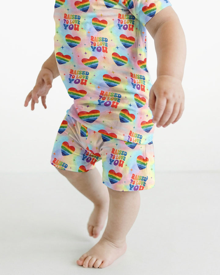 Raised To Love You Bamboo Two Piece Short Sleeve Shorts Pajama Set