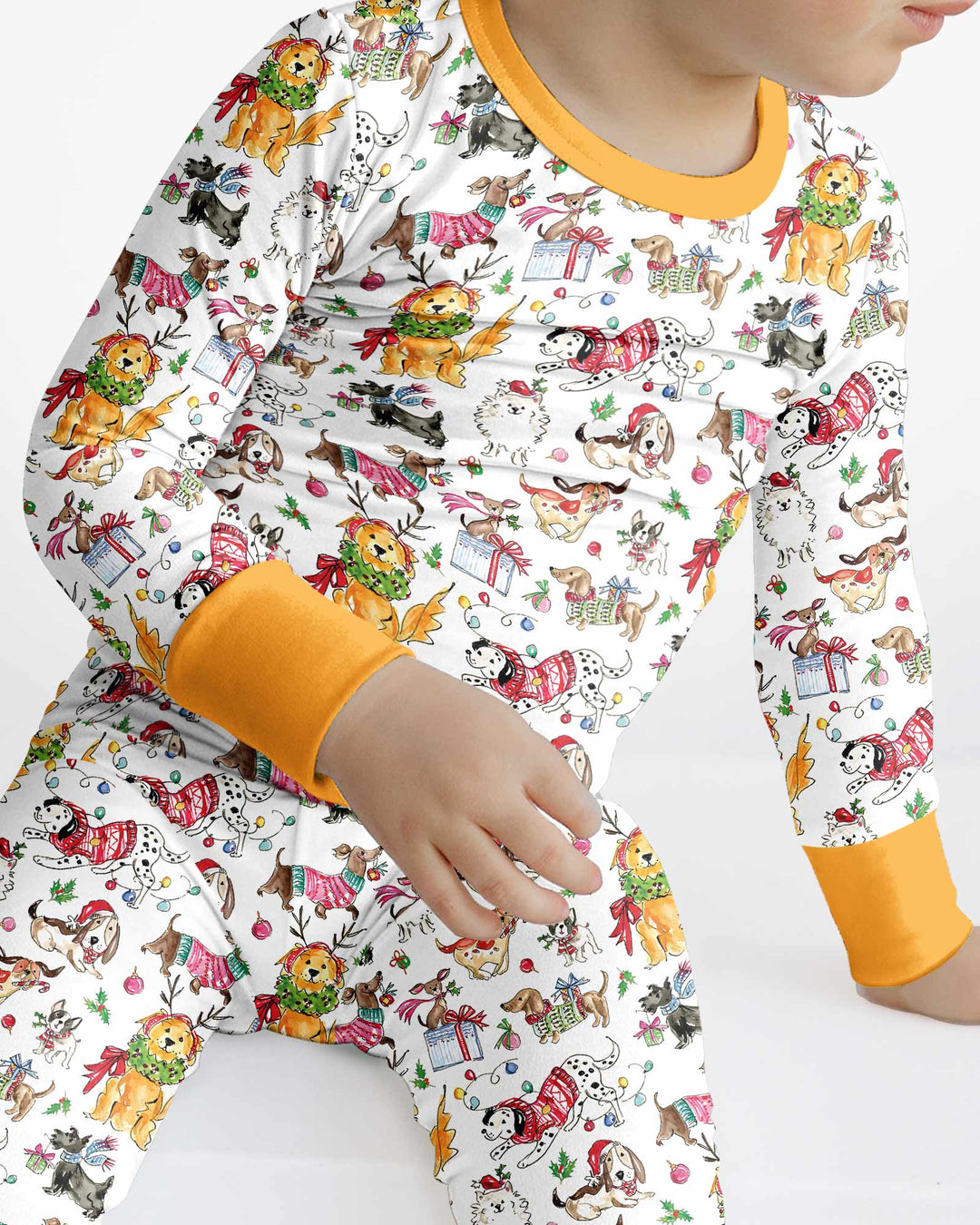 Festive Christmas Pups Bamboo Two Piece Long Sleeve Pajama Set
