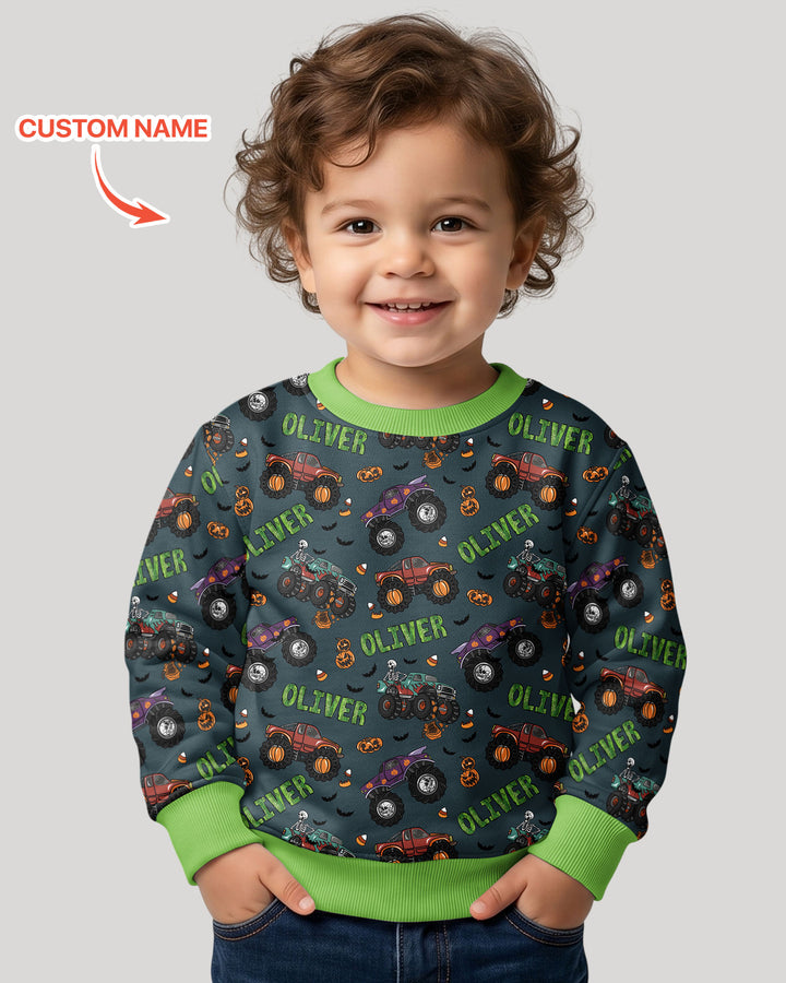 Custom Name Haunted Monster Trucks Bamboo Crewneck Sweatshirt