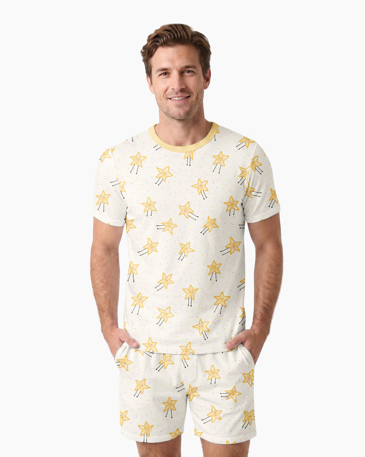 Happy Little Stars Family Matching Bamboo Men Short Sleeve Short Pajama Set