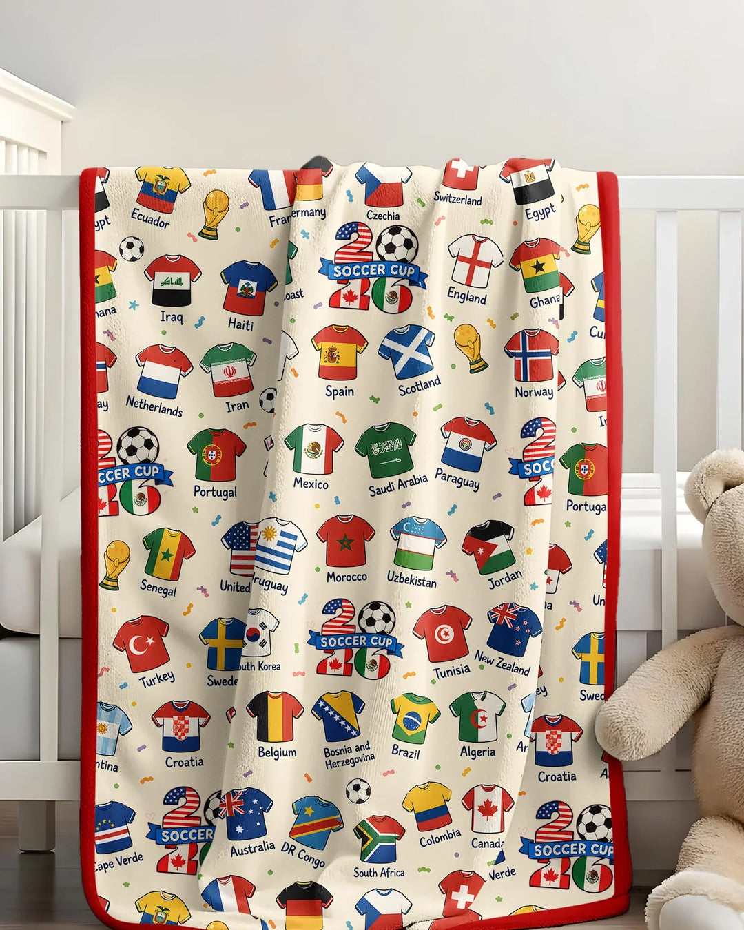 2026 Soccer World Jersey Flag Bamboo Blanket