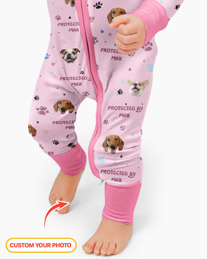 Custom Dog Photos "Protected By" Pawfect Pink Bamboo Convertible Zippy