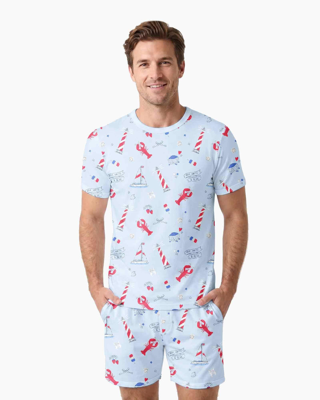 East Coast Bamboo Men Short Sleeve Short Pajama Set