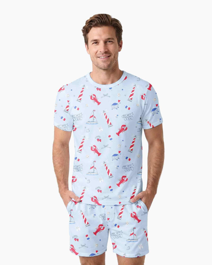 East Coast Bamboo Men Short Sleeve Short Pajama Set