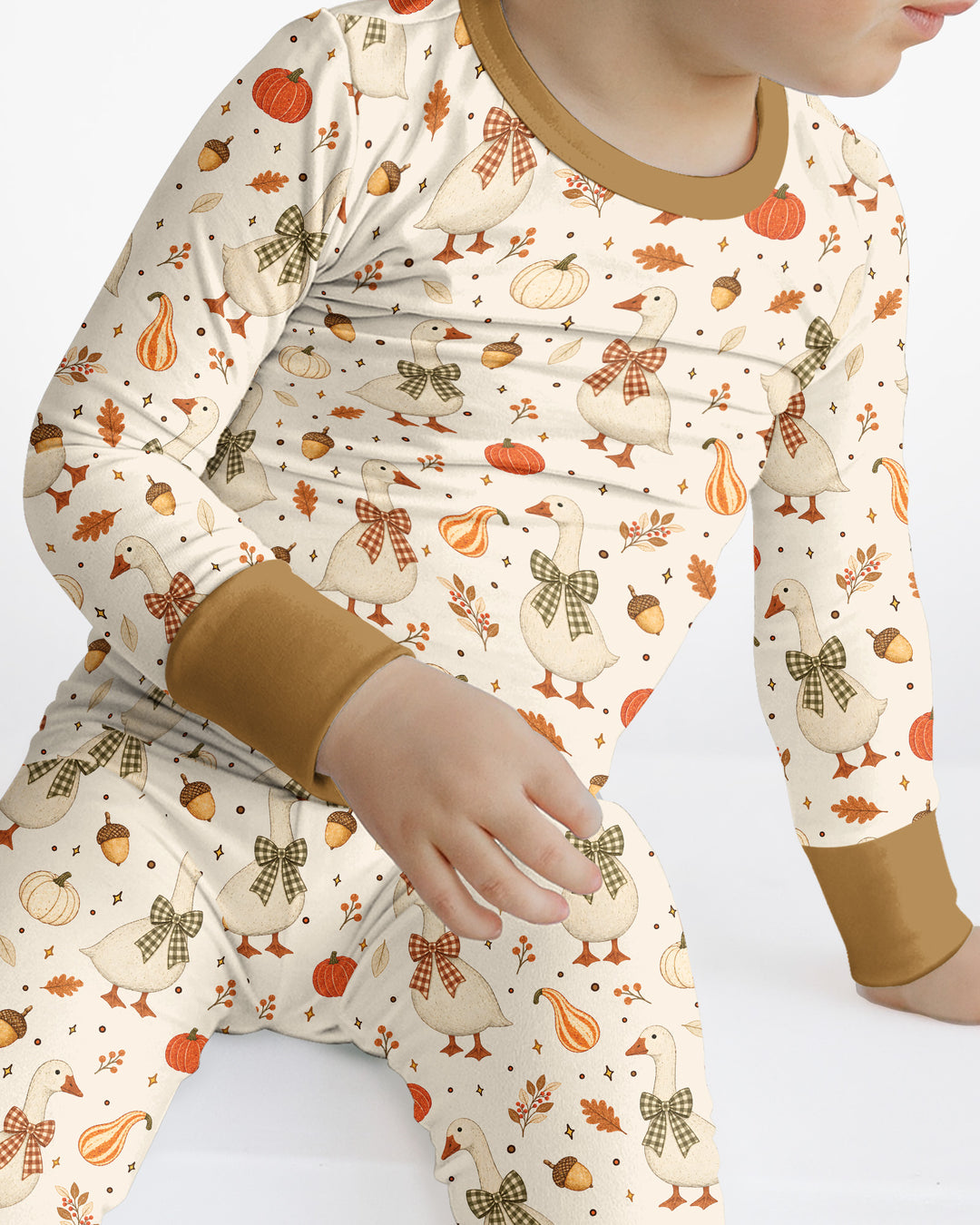 Vintage Fall Geese Bamboo Two Piece Long Sleeve Pajama Set
