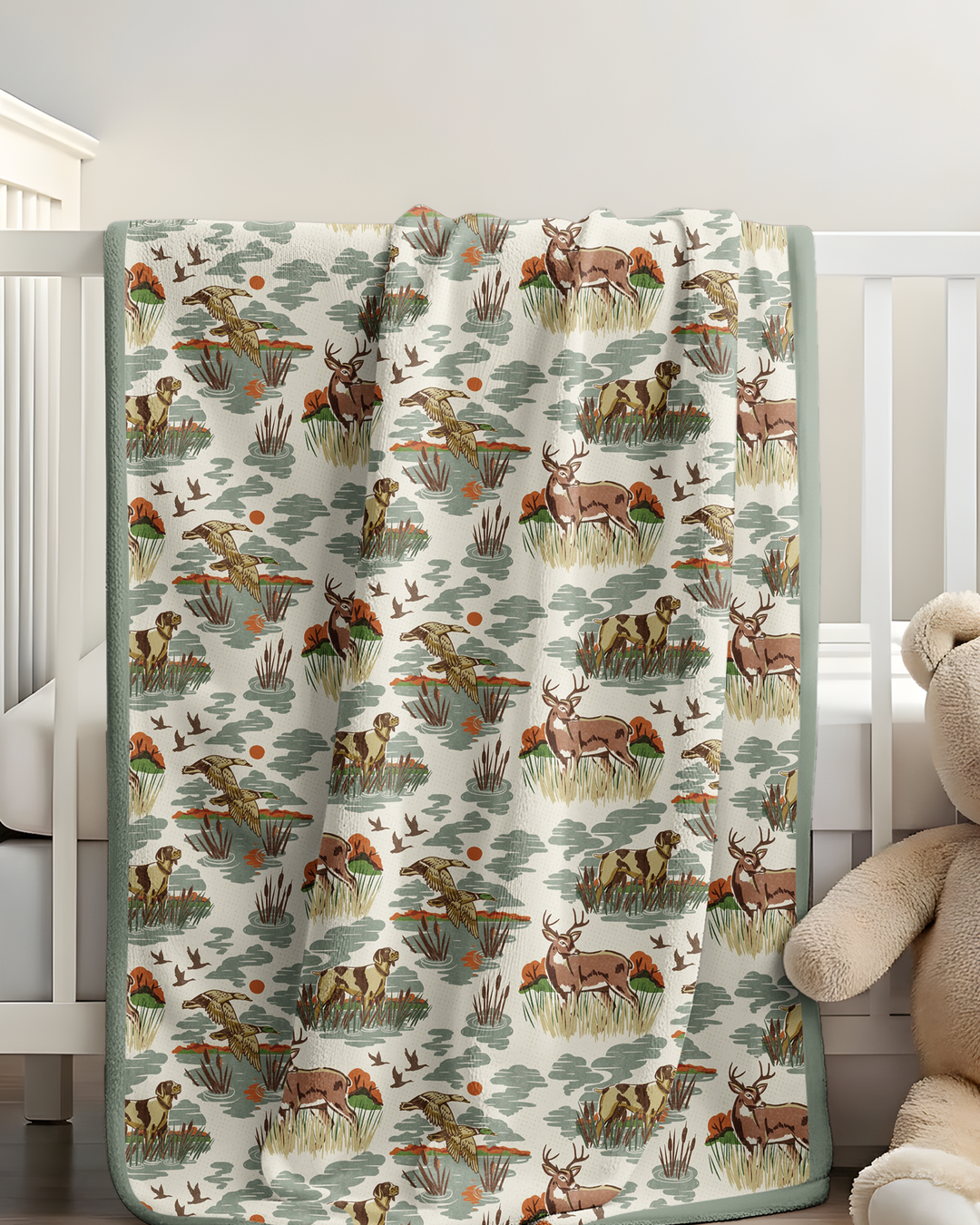 Vintage Hunting Season Daddy& Me Matching Bamboo Blanket