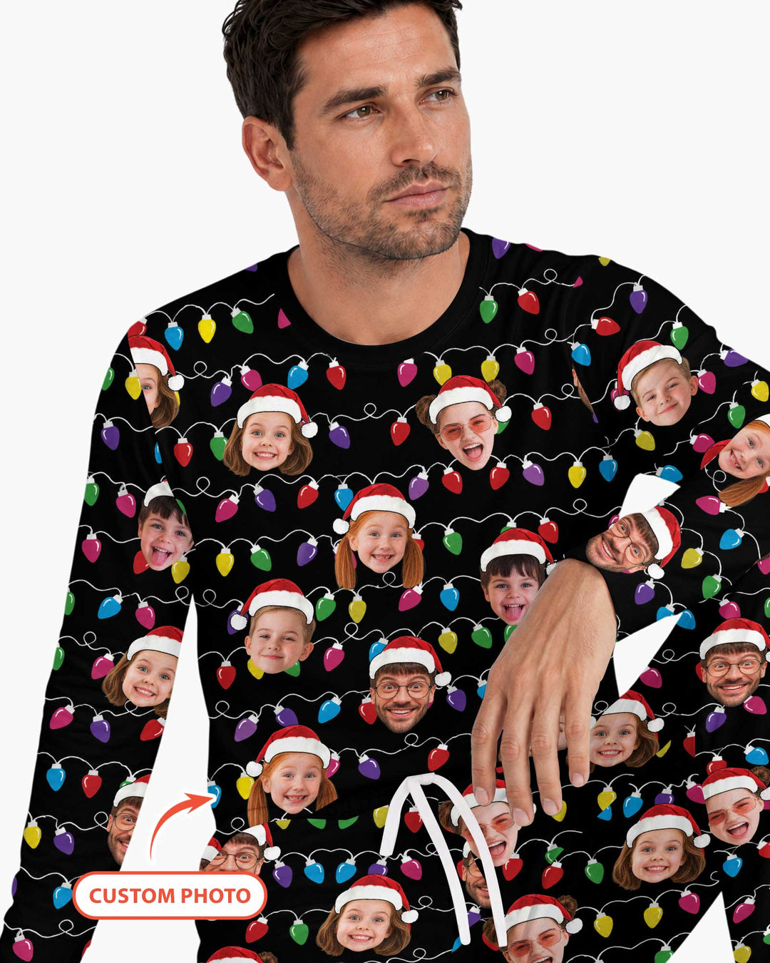 Custom Face Christmas Family Silly Xmas Leds Bamboo Men's Pajama Set