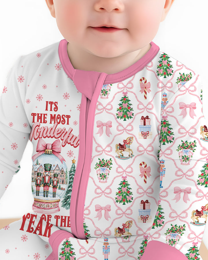 Nutcracker and Snow Globe It's Most Wonderful Time of The Year Bamboo Convertible Zippy