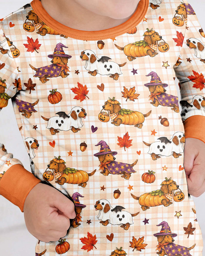 Spooky Dachshund Bamboo Two Piece Long Sleeve Pajama Set